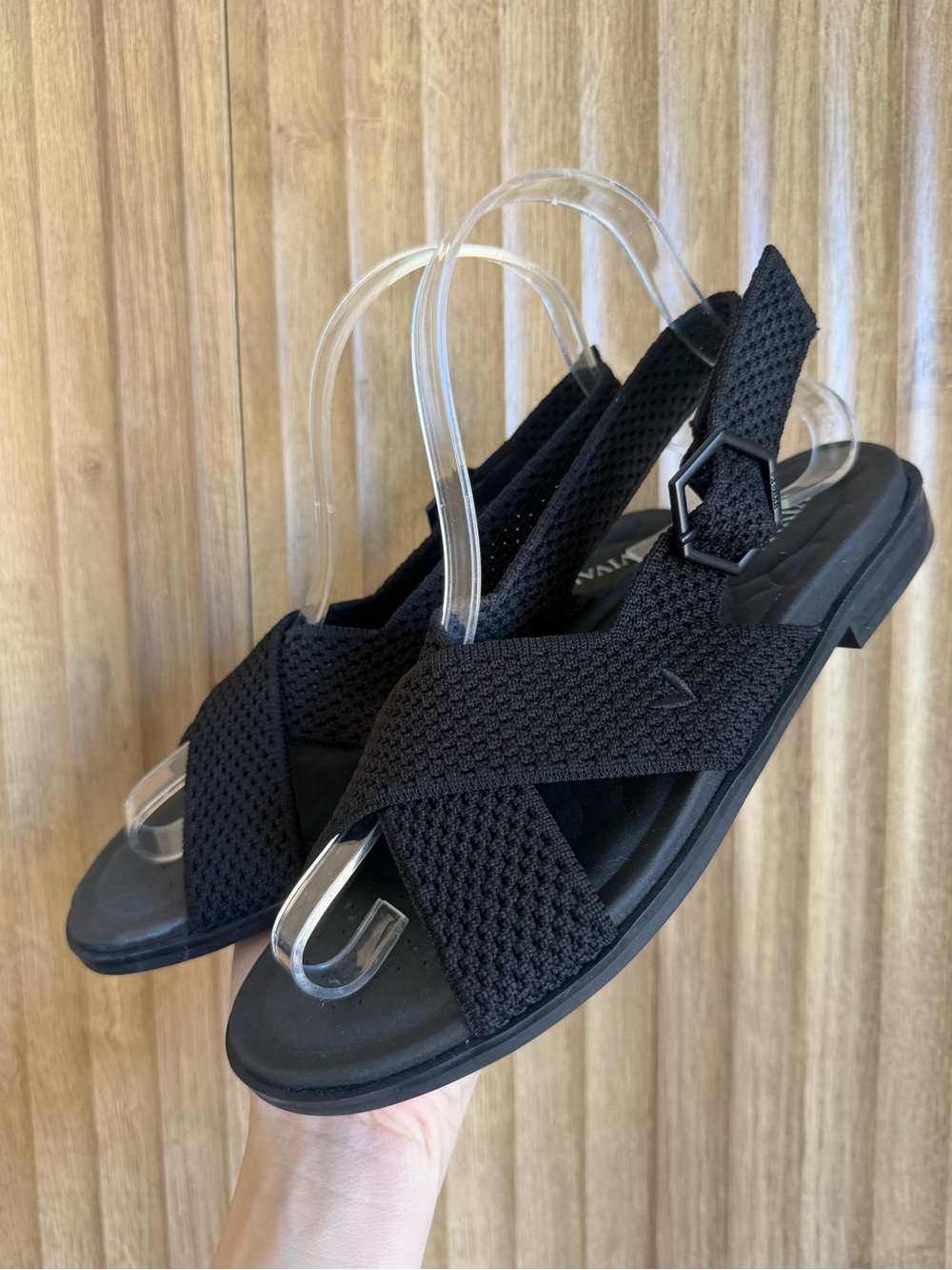 VIVAIA Black Knit Pamela Strappy Sandal Shoes